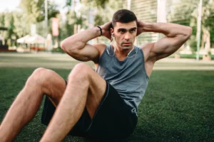 male athlete doing exercises on the press outdoor 2022 02 02 04 50 52 utc